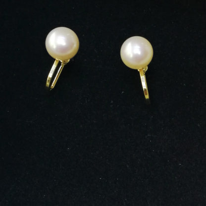 Golden plated Silver Ear Cuffs with lustrous creamy white freshwater pearls - Image 4
