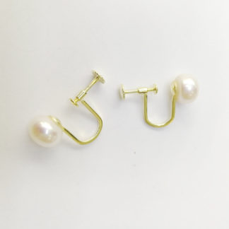 Golden plated Silver Ear Cuffs with lustrous creamy white freshwater pearls