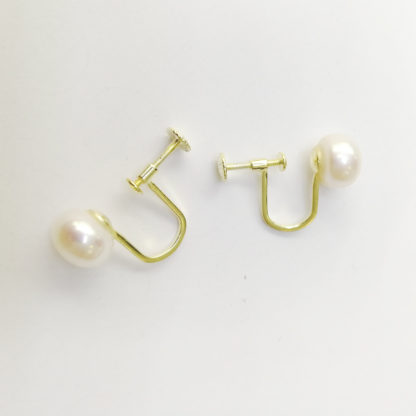 Golden plated Silver Ear Cuffs with lustrous creamy white freshwater pearls
