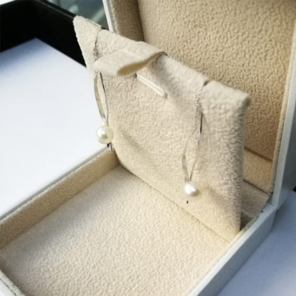 Silver Curly threader earrings with lustrous round white freshwater pearls - Image 4