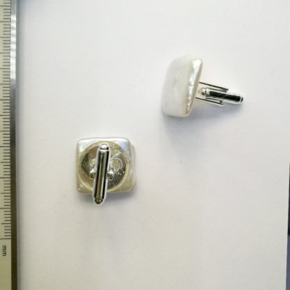 Silvery cufflinks with lustrous white and grey square nucleated freshwater pearls - Image 8
